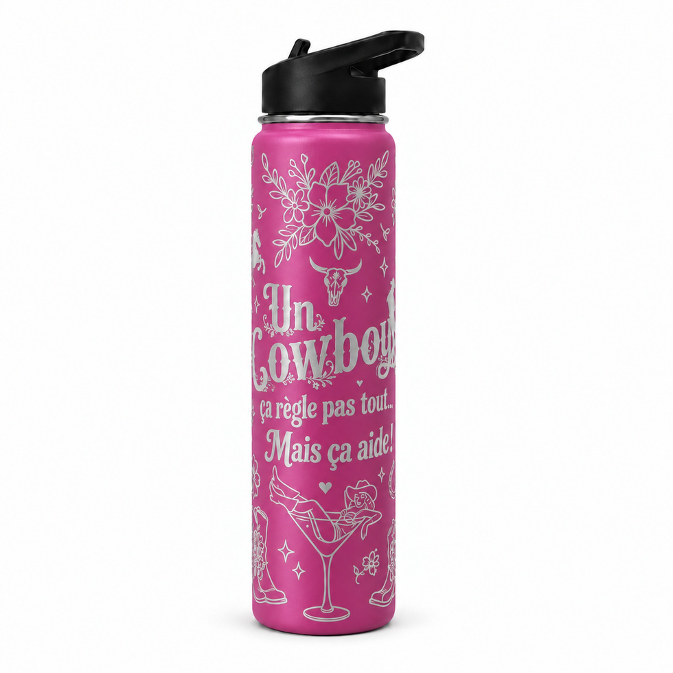 gourde-isotherme-personnalisee-25-oz-un-cowboy-ca-regle-pas-tout-mais-ca-aide-fuchsia-t3-signature
